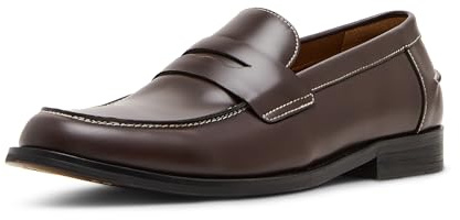 Steve Madden Men's Natan Leather Penny Moc, Dark Brown, 9.5