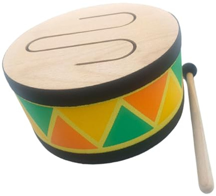 Générique Tambour à Main En Bois, Instrument de Percussion de 16 Cm de Diamètre pour La Musique Préscolaire