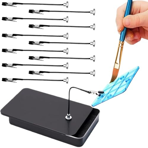 Miniatyrhållare för målning, modellhållare för målning, 12 magnetiska böjbara alligatorklämstativ, hobbyverktyg airbrush tillbehör