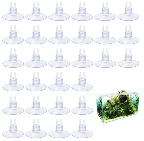 ZMaglorian Ventose per Acquario 30 Pezzi, Supporti Trasparenti per Tubi 4-6mm - Accessori per Acquario per Fissaggio Tubi Aria e CO2