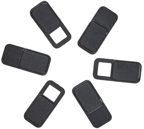 Alipis Lot de 6 Caches-Webcam Coulissants en Métal Noir, Ultra-Fins et Compatibles Ordinateurs Portables, Tablettes et Smartphones pour Protection Vie Privée et Sécurité Numérique