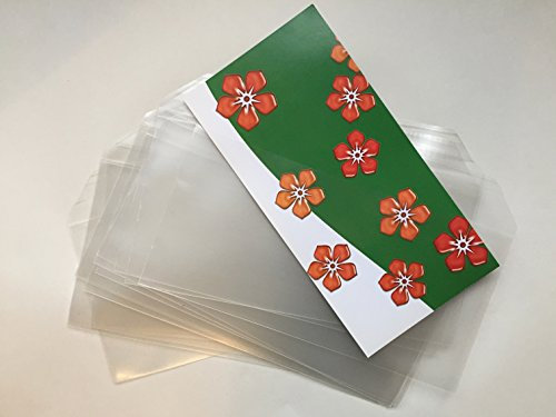 50 glasklare, transparente Umschläge aus Polypropylen mit Abziehstreifen, 220 x 110 mm = DIN lang, Premium: 100 my stark, durchsichtig