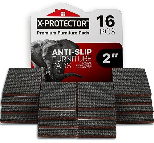 X-PROTECTOR Non Slip Furniture Pads - 16 Premium Furniture Grippers 2! Self-Adhesive Rubber Feet Furniture Feet - Ideal Non Skid Furniture Pad Floor Protectors - Keep Furniture in Place!