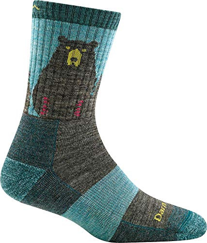 Darn Tough Vermont Women's Bear Town Micro Crew Lightweight with Cushion Sock (Style 1970) - Blue/Aqua, Medium