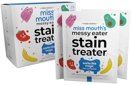 Miss Mouth's Messy Eater Stain Treater Wipes - 25 Pack Stain Remover - Newborn & Baby Essentials - No Dry Cleaning Food, Grease, Coffee Off Laundry, Underwear, Fabric