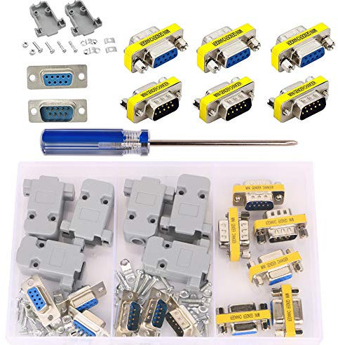 GTIWUNG Adattatore VGA Femmina a Maschio 9pin Gender Changer, Cavo Prolunga Accoppiatore SVGA, Porta Seriale RS232 Parallela Connettore DB9 9 Pin D Maschio/Femmina a Saldare