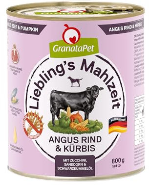 GranataPet Liebling's Mahlzeit Angus Rind & Kürbis, Nassfutter für Hunde, Hundefutter ohne Getreide & ohne Zuckerzusätze, Alleinfuttermittel, 6 x 800 g