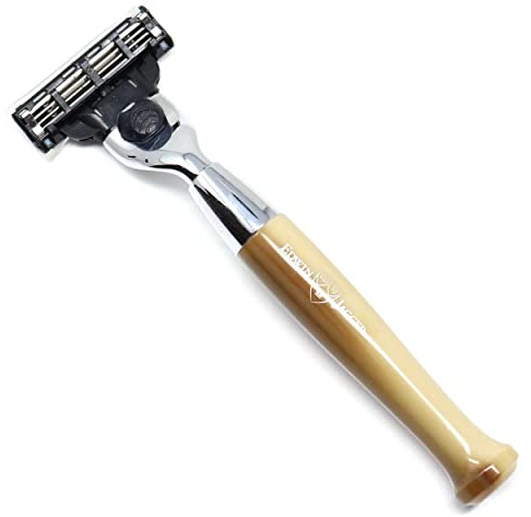 Edwin Jagger Diffusion Series Chrome Plated Handler for the Gillette Mach3 Razor (Tan)