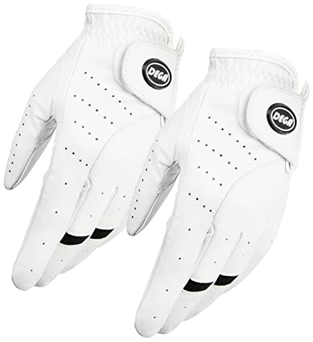 DEGA Guanti da golf in pelle cabretta, da uomo, per mano sinistra, impugnatura morbida al tatto (XL, bianco)