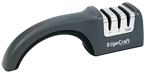 EdgeCraft Manueller Messerschärfer 15 und 20 Grad für gezahnte und gerade Messer Diamantschleifmittel 2-stufig grau