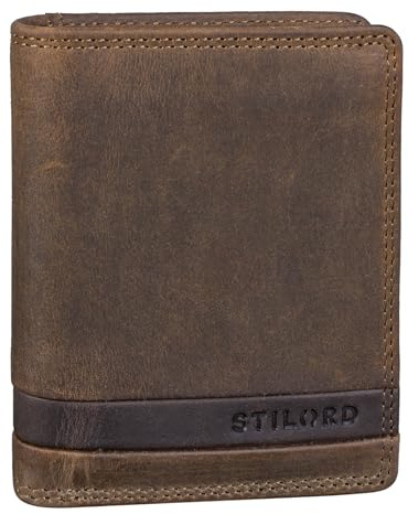 STILORD Sander Mini Geldbörse Herren Leder Portemonnaie RFID Schutz Kleine Brieftasche mit Münzfach Vintage Geldbeutel Slim aus echtem Leder Farbe:mittel - braun
