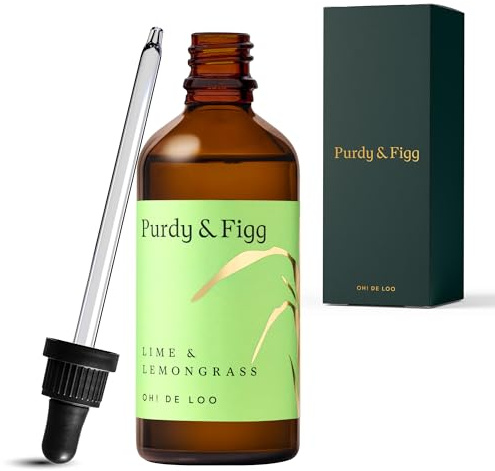 Purdy & Figg | Oh! de Loo Toilet Freshener | 90ml | Lime & Lemongrass Natural Air Freshener Spray | Odour Eliminator for Bathroom & Home | Essential Oil-Based Deodoriser | Uplifting Citrus Scent.