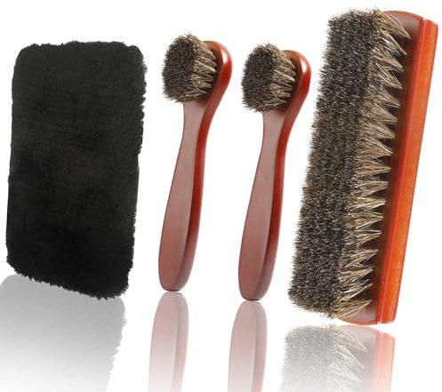 Kit Pulizia Scarpe 4 Pezzi - Spazzola Per Scarpe in Pelle e Altri Materiali - Set Completo Per Pulire e Lucidare