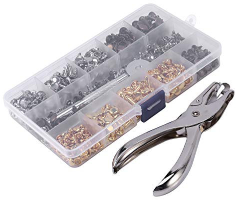 Mocturnity 300 conjuntos de cuero remaches doble tapa remache pernos de metal tubular con pinza de fijación conjunto de herramientas para DIY cuero artesanía remaches reemplazo