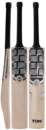 SS Premium Silver Kashmir Willow - Bate de críquet SH, sauce secado al aire de grado 3 seleccionado, bordes masivos de tonelada, agarre de 3 tonos, amplia zona de juego, con cubierta de bate SS