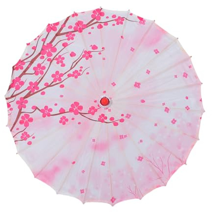 AKOOSY Parasol Chino Vintage de Tela de Seda para Bodas y Decoración Artística Sombrilla Japonesa con Diseño Floral de Ciruelo Accesorio Fotográfico para Fiestas y Eventos Culturales