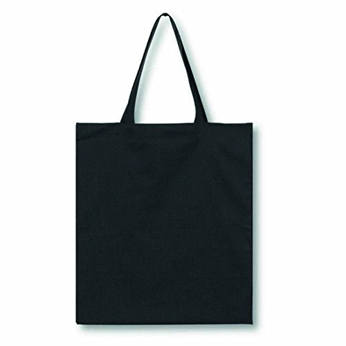My Custom Style 50 borse shopper cotone 145gr/mq nere 38x42cm manici lunghi 70cm