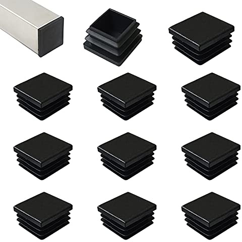 HJYZY 45mm Bouchon Plastique Embout Tube Carre Noir D'obturation pour Pieds de Meuble Trampoline pour Pieds de Meuble/Trampoline/Armoire/Étagère/Chaise 12 pièces