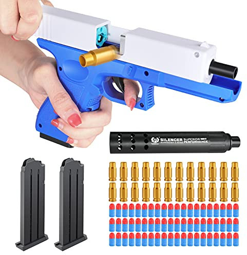 Spielzeug Pistole mit 2 Magazin und Schalldämpfer, Soft Foam Bullets Gun Toy Set, Schaumstoff-Blaster for Kinder Schießen Spiele