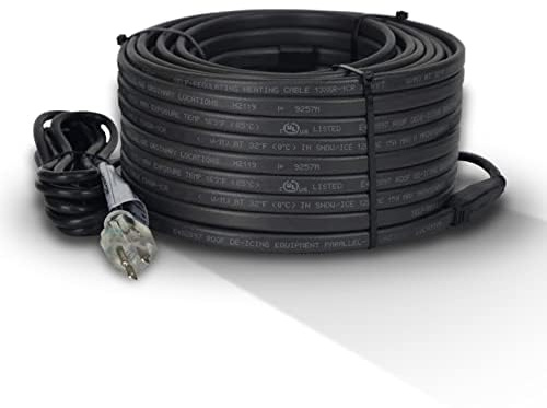 Radiant Solutions Company Heat Tape Pro - Cavo riscaldante autoregolante per diga di ghiaccio, tetti, grondaie e tubi, cavo di alimentazione da 120 V, 6 watt/FT