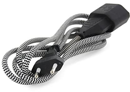 Rallonge électrique Textile 1.5m - Blanc et Noir - Chacon