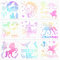 MWOOT 9 Stücke Einhorn Schablone, Wiederverwendbare DIY Schablonen Vintage, Unicorn Painting Stencils für Scrapbooking, Boden, Wand, Stoff, Möbel, Holz Dekoration, Schablonen für Kinder (20 x 20 cm)
