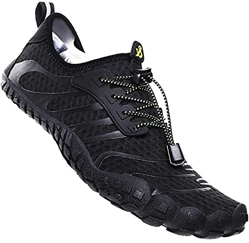 Barefoot Water Shoes Mens Womens Aqua Sea Swim Beach Shoes Mens Surf Quick Dry Ladies Lightweight Sport Wet Pool Diving Unisex Black