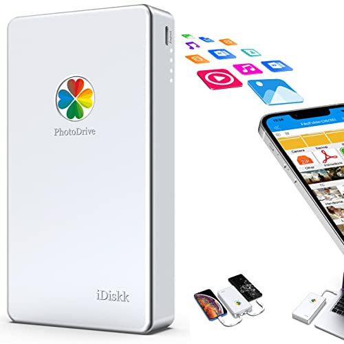 iDiskk MFi Certified 1TB External Hard Drive for iPhone iPad Android Phones/MacBook/PC,iPhone Memory Storage to auto Backup Docs Photos/Videos,Metallic Silver iPhone Hard Drive