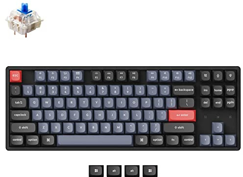 Keychron K8 Pro QMK/VIA Wireless Mechanical Keyboard, Hot-Swappable Aluminum Frame TKL Custom Programmable Keyboard with RGB Backlit, Gateron G Pro Blue Switch
