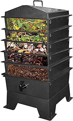 Contenitore per rifiuti da compostaggio da giardino da 100 litri, contenitore per il riciclaggio, bidoni per il compost da giardino, bidone per il compostaggio in lotti a cinque piani, bidone per