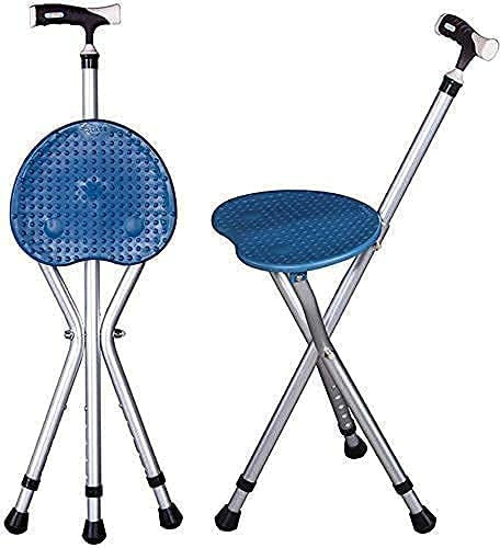 CAZARU Verstellbare Krücken, klappbarer Sitzstock aus Aluminium, dreibeiniger Sitzstock, Blaue Familie