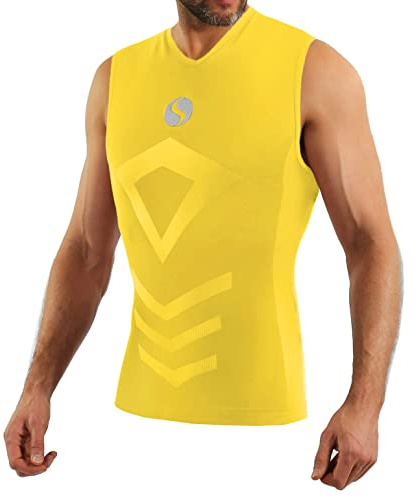 sesto senso sous-vêtement de Sport thermoactif pour Homme T-Shirt de Compression sans Manches DébardeurS/M Jaune Yellow