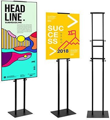 QWORK® Supporto per poster dpoppia faccia, Adatto per insegne di altezza compresa tra 12 cm e 210 cm