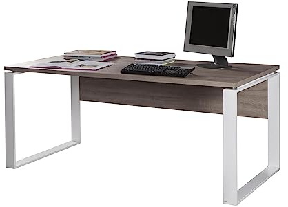 Composad | Scrivania della Linea DISEGNO con gambe in metallo, Scrivania PC Moderna, (LxAxP) 170x74,50x80 cm, Colore Rovere Sonoma e gambe Bianco, per Ufficio, Studio, Made in Italy