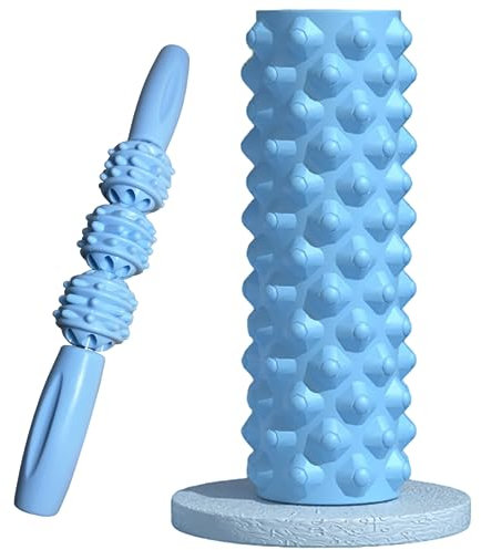 Syiyunran Faszienrolle Yoga Pilates Massage Rolle - 2-Teilig Säulefaszienrolle Aus EVA Foam/PP, 2 Größen Mit Triggerpunkt Massiert Das Tiefengewebe Und Lindert Rücken schmerzen, Waden, Beinen