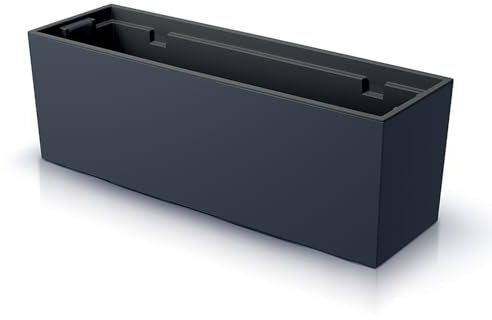 IMJ-Global Vaso per Fiori Piante Rettangolare Urbi Case Decorativo in Plastica Alto 20 cm da Interno Esterno 58x18 cm Nero Design Moderno 18 Litri