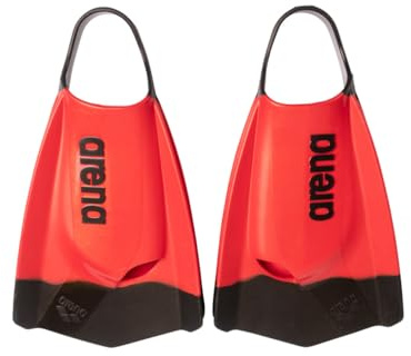 Arena Powerfin Pro II - Aletas de Entrenamiento de natación Unisex para Adultos y Hombres y Mujeres, Aletas de Silicona de Hoja Corta, Personalizadas, Color Rojo y Negro, Talla 6-7