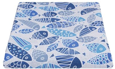 SaRani Tessuto Loneta di Cotone Fantasia Marina, Stoffa Stampata per Arredo Casa Tovaglie Cuscini Tendaggi H 280 CM (Pesciolini Blu, Metro 100x280 cm)