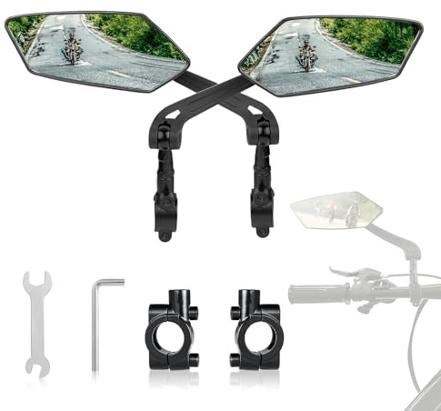 Qobobo Rétroviseur Vélo Guidon Miroirs de Vélo 360° Réglable Retroviseur Trotinette Electrique pour Guidon 22-25 mm Compatible Ebike Vélo électrique VTT Escooter Vélo de Route (2 Pièces)