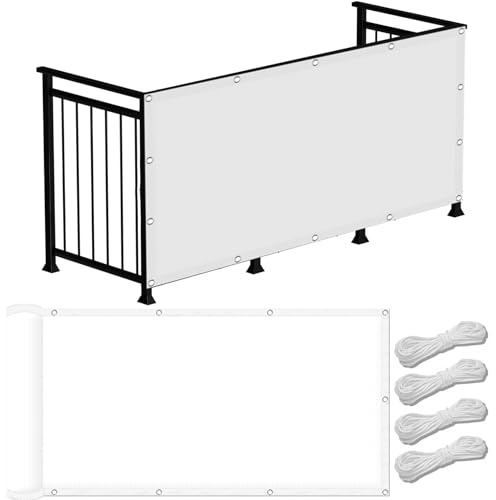 Rechteckig Sonnensegel 100 x 230 cm,(Nach Mass) Markisenstoff 98% Uv Schutz Wasserabweisend, Balkon Sonnenschutz Sichtschutz,Für Balkon Garten, Weiß