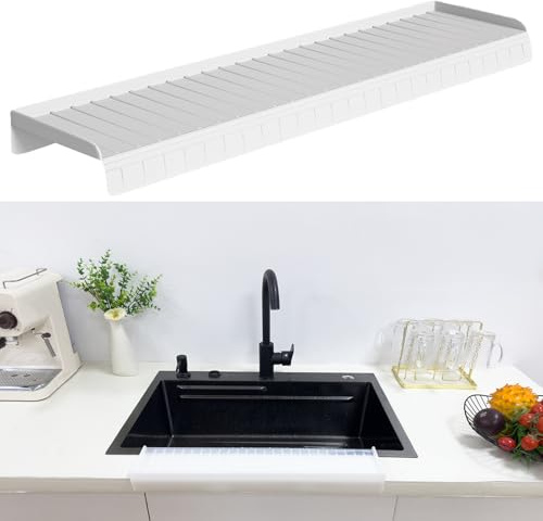Polpcygne Silicone Sink Edge Protectors For Kitchen Sink Splash Guard, Kitchen Sink Splash Guard, Silicon Sink Protector For Granite,Quartz - White