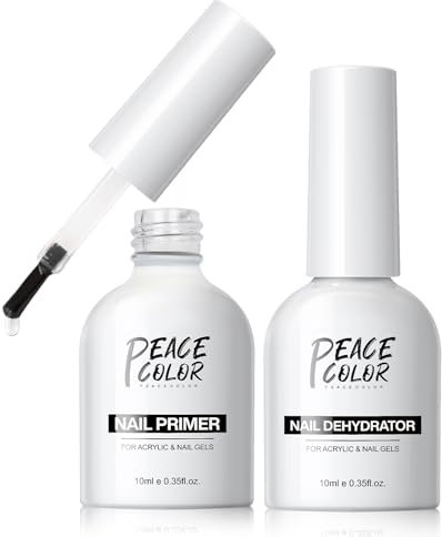 PEACECOLOR Nail Primer für Gelnägel Dehydrator für Nägel Set, Acid Free Dehydrator und Primer für Nägel Professional Nail Prep Quick Air Dry für Gel Nagellack und Acryl Nagelset