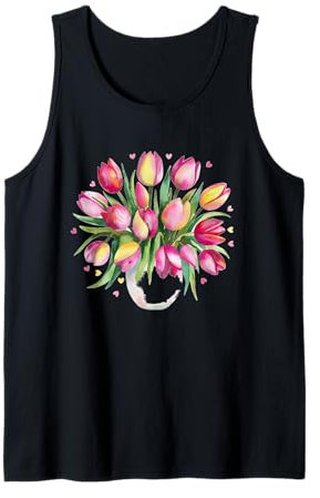 Aquarelle Bouquet de tulipes printanières mignonnes et amusantes Débardeur