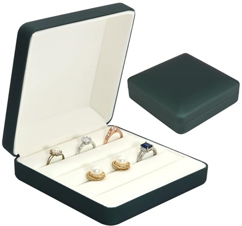 Jewelry Ring Organizer Box, Small Jewelry Box, Travel Jewelrys Case, Portable Rings Storage Display Case, PU Leather Rings Tray Holder Boxes for Mother’s Day Women, Man, Girl, Earring, Cufflink