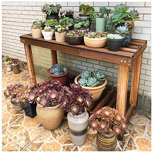 Garden Potting Bench Table Outdoor Indoor Planting Workstation with Multiple Shelves and Planter Holders