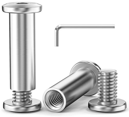 10 Pcs M6x25 mm Hex Socket Cap Bolt with Allen Wrench, 304 Stainless Steel Furniture Connector Bolts M6 Flat Head Screw Barrel Nuts Binding Screws for Crib Replacement Belt Cabinet
