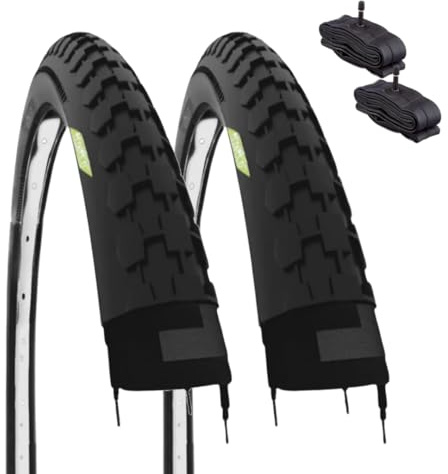 2 pneus 26 x 1 1/2 (40 – 584) + Chambres Valve Schrader pneus Caoutchouc pour vélo vélos, Hollande, Route, 26