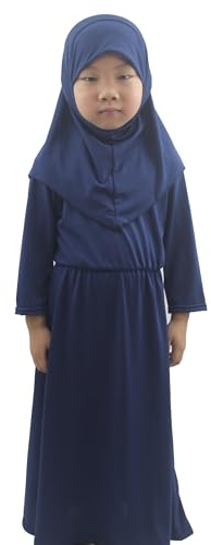Modest Beauty Girls Kids 2 Pcs Muslim Abaya Prayer Dress with Hijab Islamic Headscarf for Girl Robe Ramadan Eid Clothes