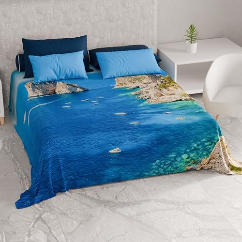 PETTI ARTIGIANI ITALIANI – Cubresofá Multiuso de Microfibra 130x270 cm, Diseño Marino 03| Funda para Sofá Antimanchas, Colcha y Cubremesa | Protector Lavable para Sofás y Muebles