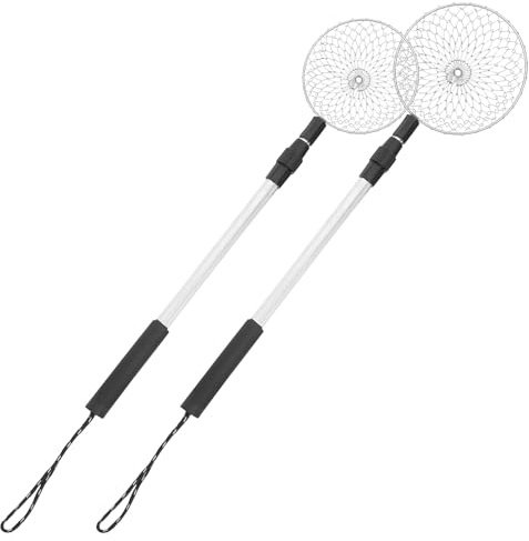 Yardenfun 2pcs Detachable Beach Sand Sifters with Extendable Aluminum Handles Stainless Steel Shell Scoopers for Easy Shell Rock and Collecting Without Bending Getting Wet and Practical